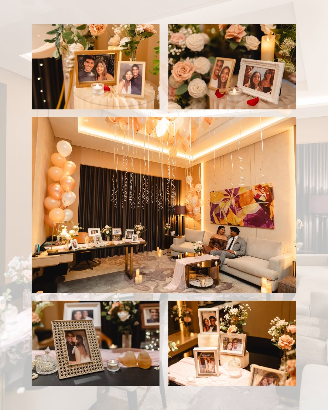 proposal setup in gold and pink hues